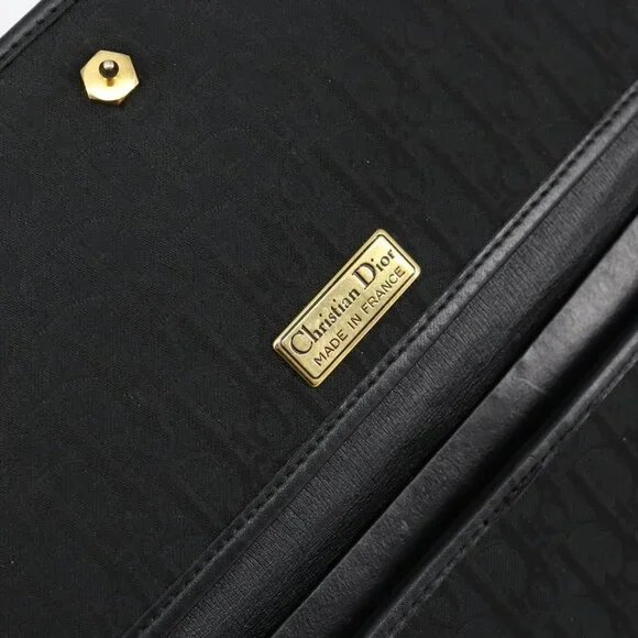 Christian Dior Trotter Canvas Chain Shoulder Bag Black Gold Auth - Picture 13 of 15